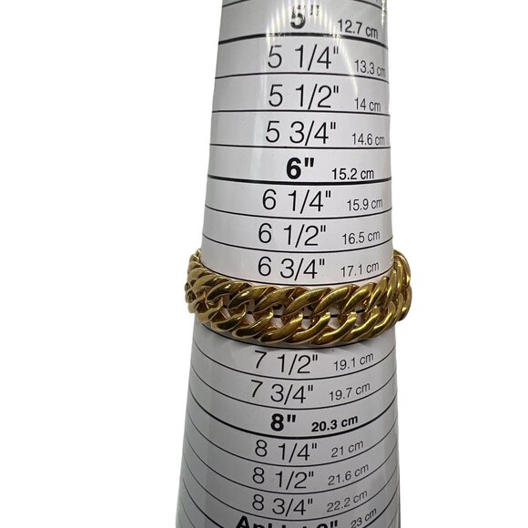 Vintage Napier Cuban Chain Link Bracelet Fold Over Clasp Gold Tone 7" - Picture 5 of 5